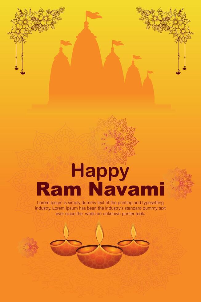 feliz RAM navami cultural bandeira hindu festival vertical postar desejos celebração cartão RAM navami celebração fundo RAM navami saudações amarelo bege fundo indiano hinduísmo festival vetor