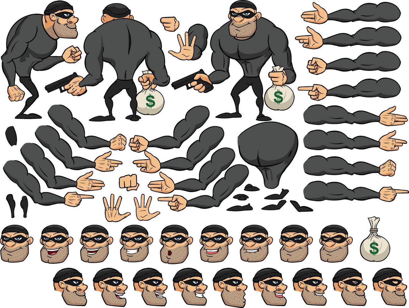 vetor bandido com múltiplo poses