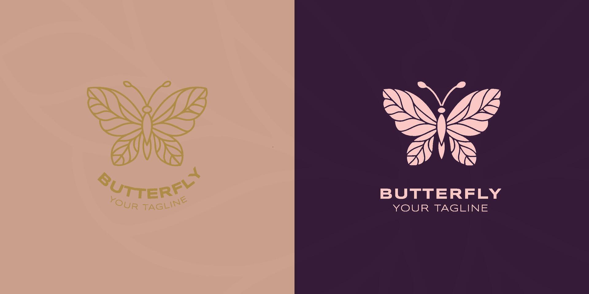 borboleta linha e plano logotipo. para decoração, spa, ioga, florescer, convite, etc vetor