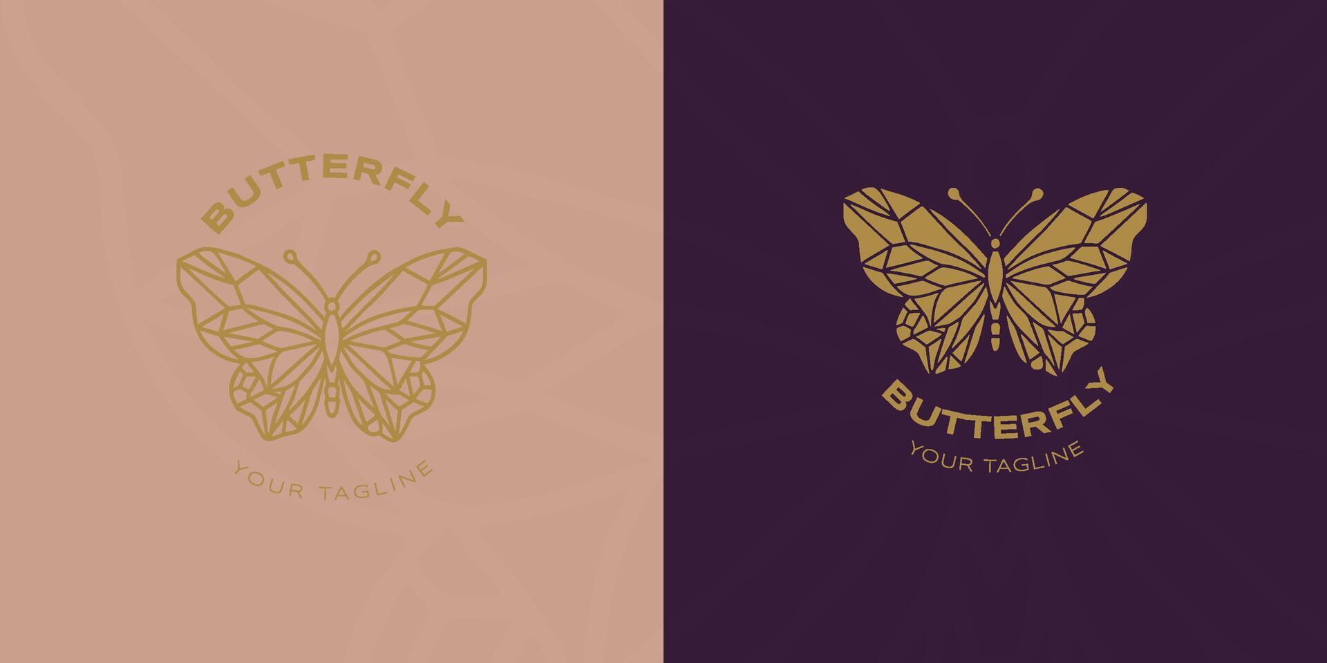 borboleta linha e plano logotipo. para decoração, spa, ioga, florescer, convite, etc vetor