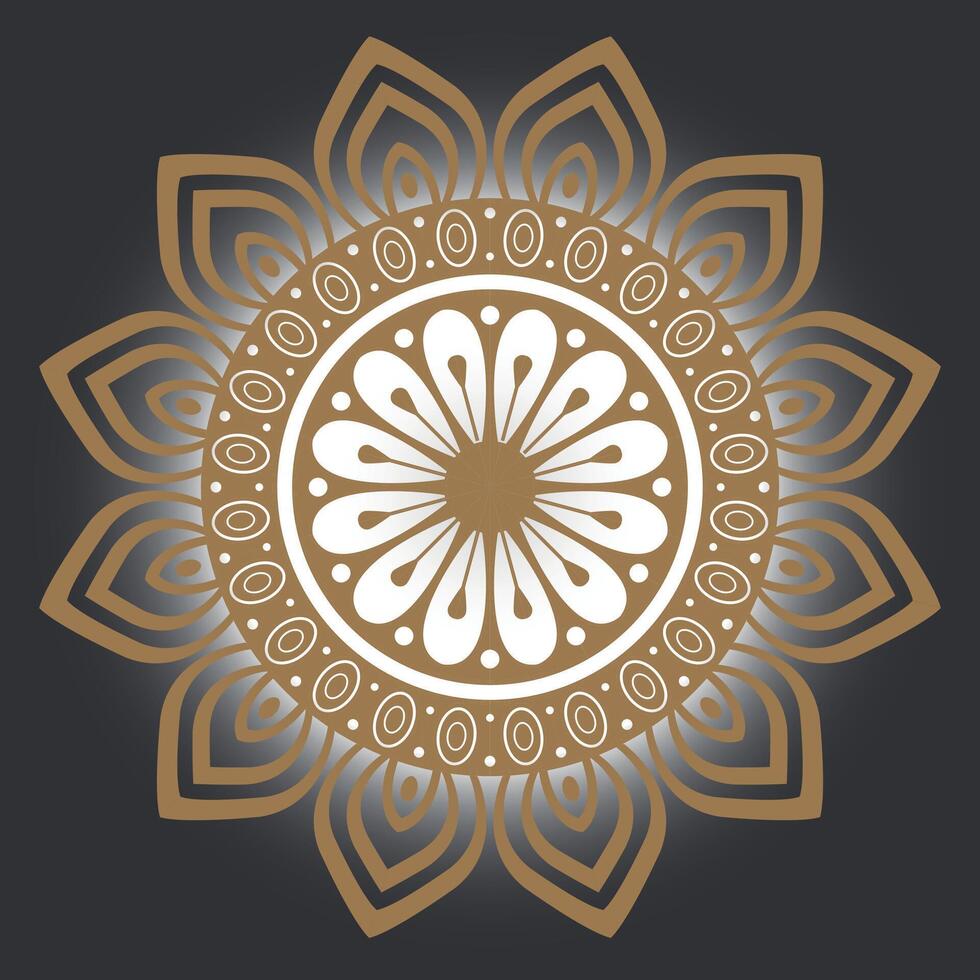 geométrico fundo do dourado mandala com floral Projeto vetor