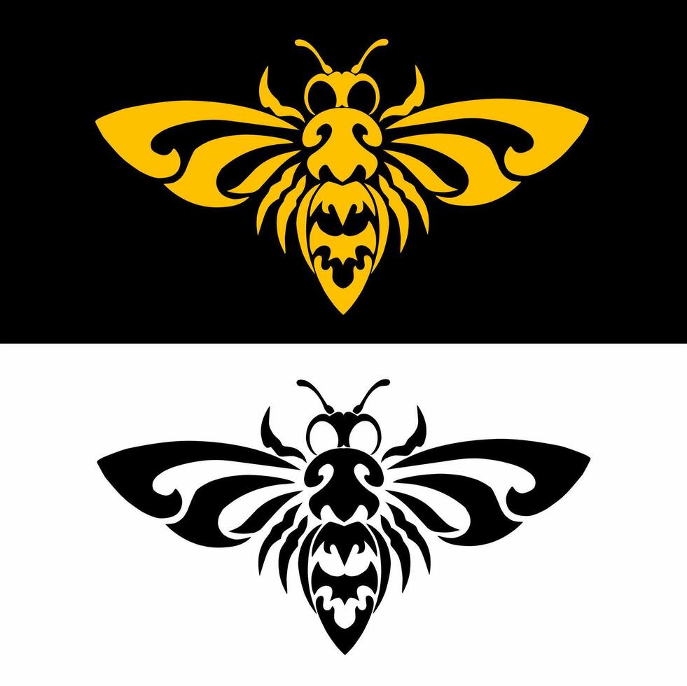 ilustração vetor gráficos do tribal arte abelha logotipo Projeto dentro amarelo e Preto