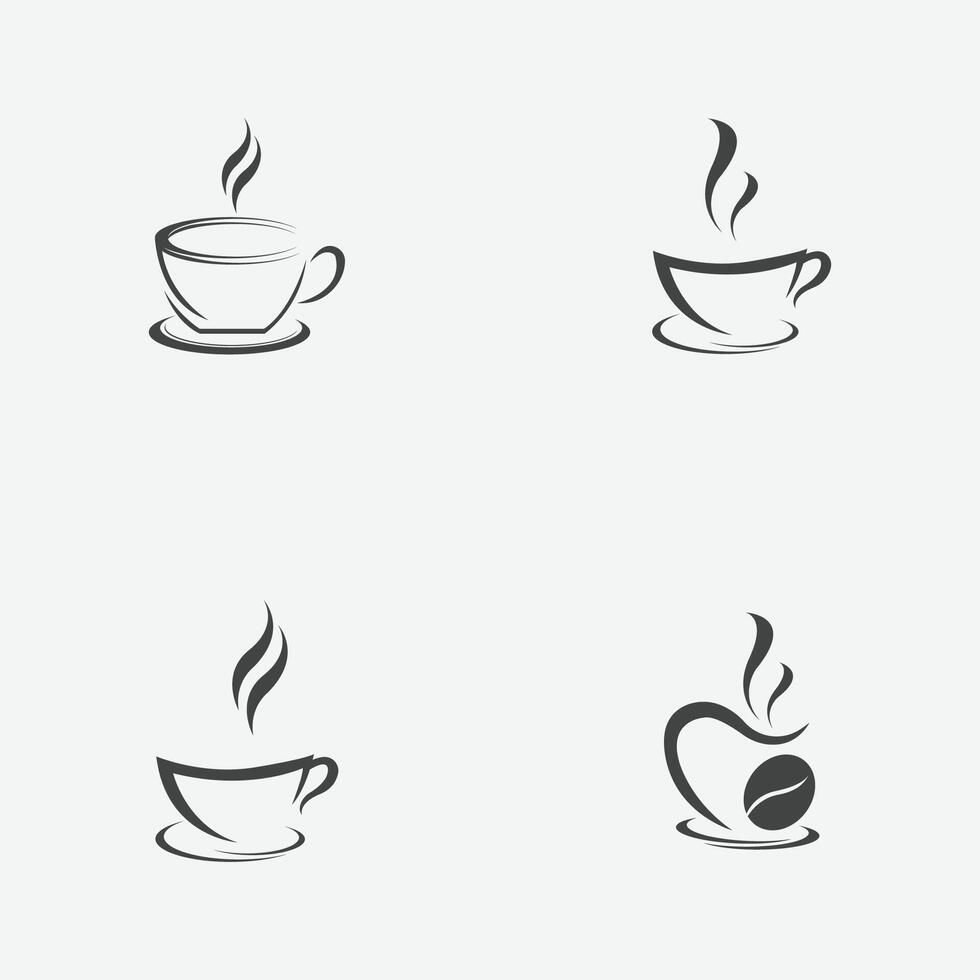 vetor ilustração conjunto do uma copo do Preto café em uma cinzento fundo