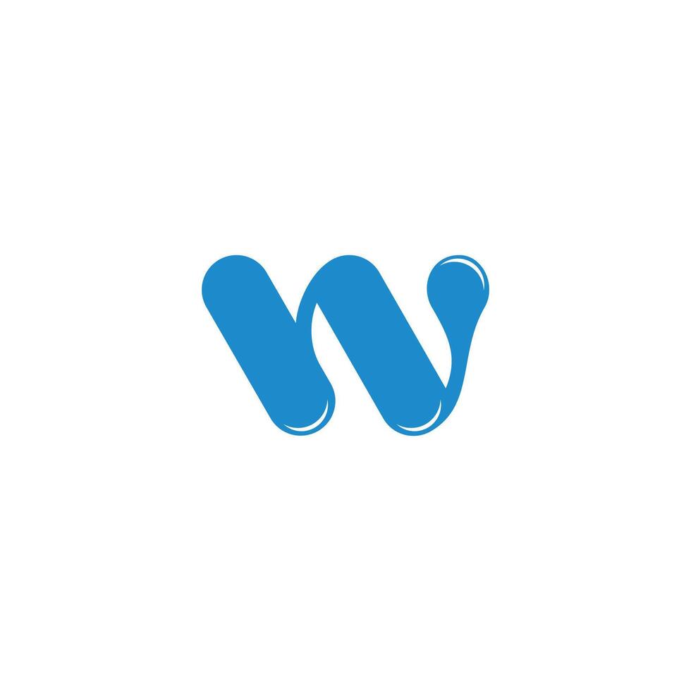carta W azul água solta logotipo vetor
