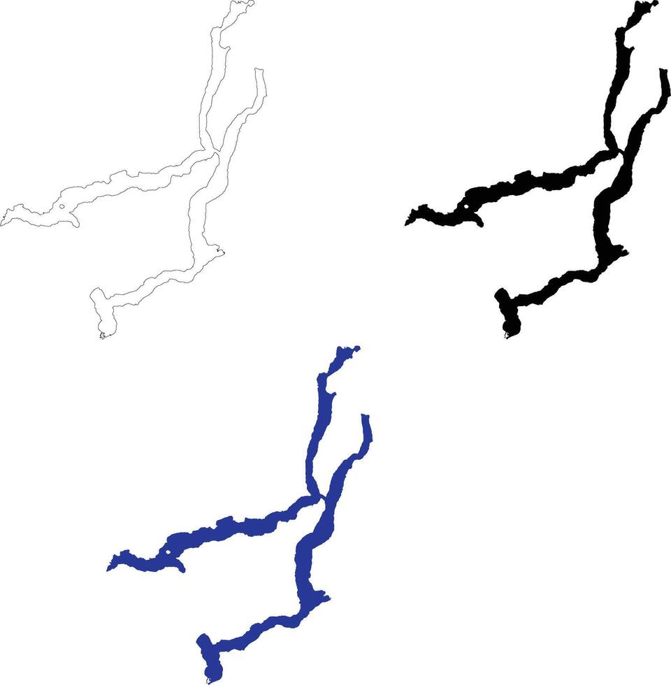 shuswap lago. britânico columbia. Canadá mapa forma. plano estilo. vetor