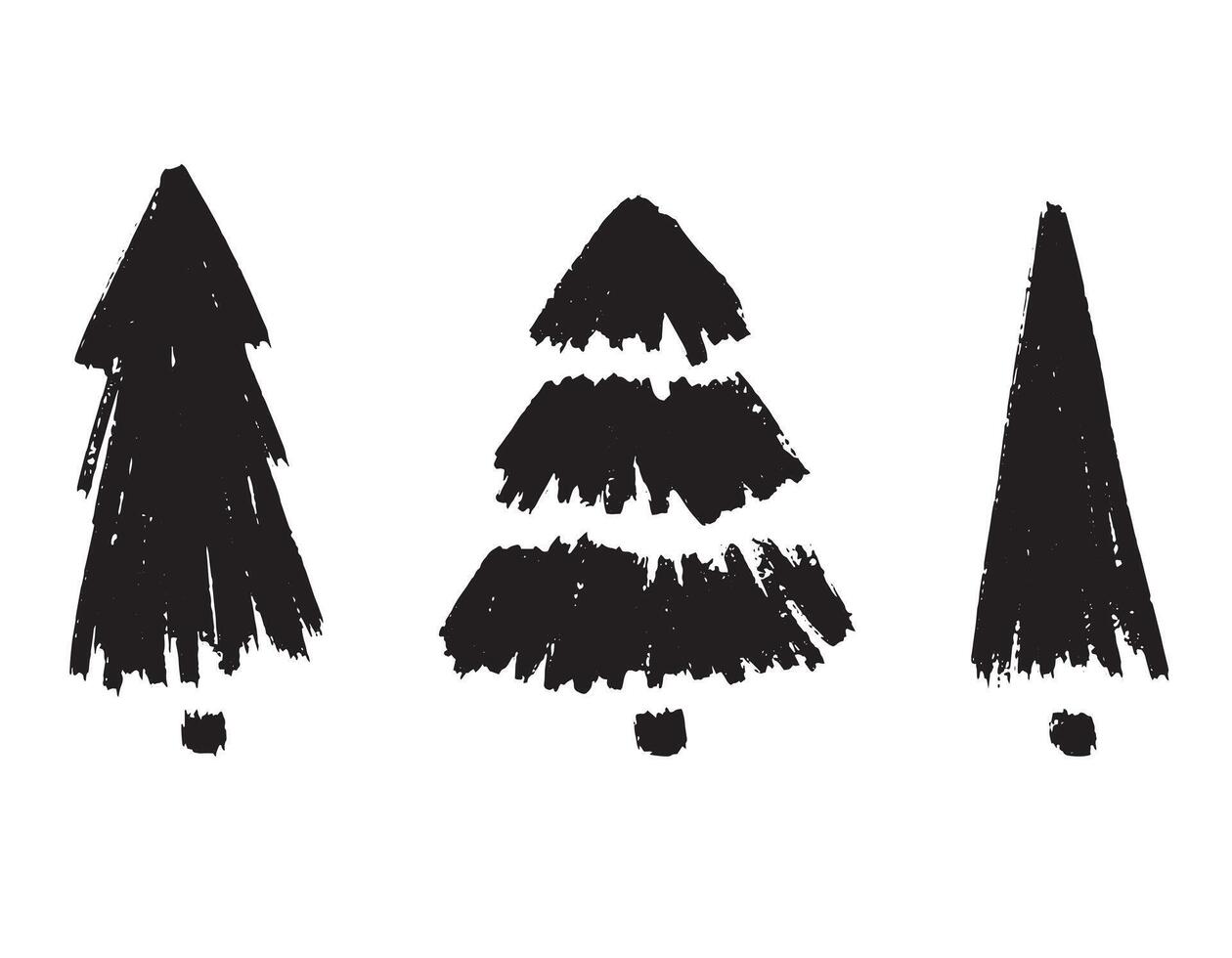 conjunto do Natal árvores dentro grunge estilo em uma branco fundo. silhuetas do uma Novo anos árvore. elementos para a Projeto do joia, cartões, adesivos. vetor