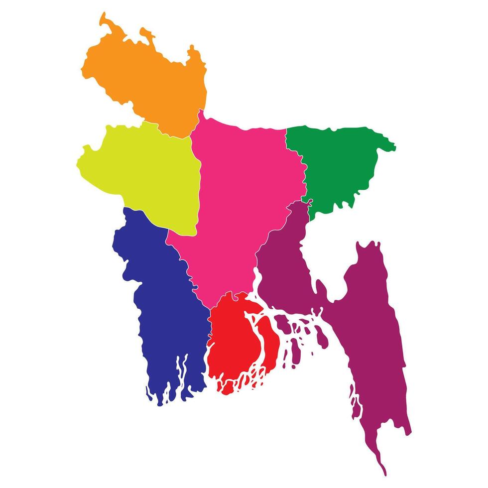 Bangladesh mapa. mapa do bahamas dentro administrativo províncias dentro multicolorido vetor