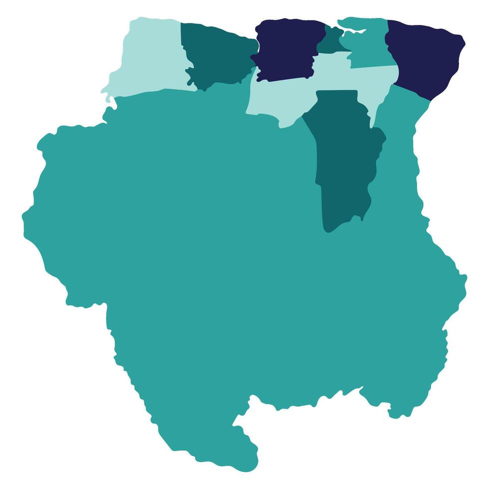 suriname mapa. mapa do suriname dentro administrativo províncias dentro multicolorido vetor
