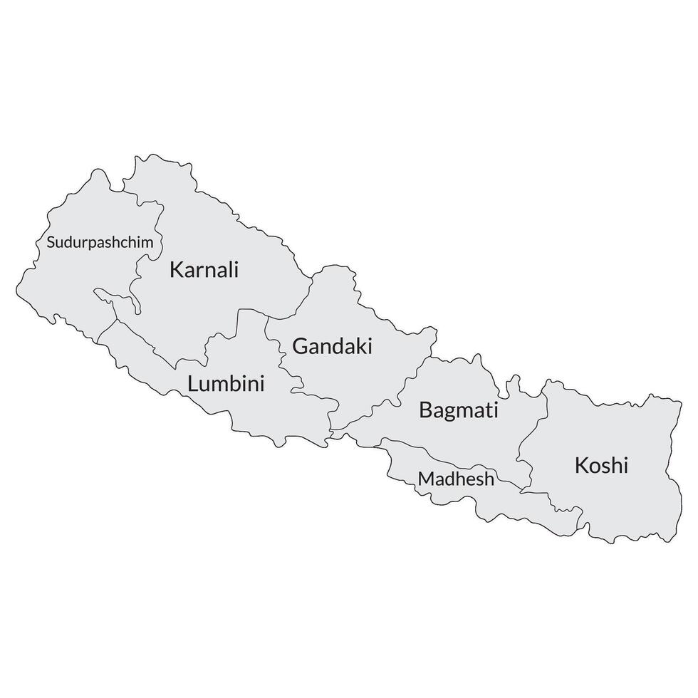 Nepal mapa. mapa do Nepal dentro administrativo províncias vetor