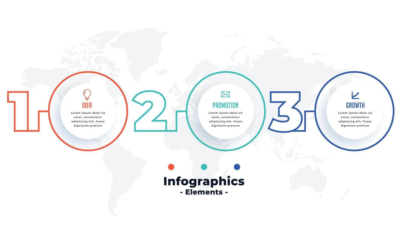 três passos infográfico apresentação circular modelo Projeto vetor