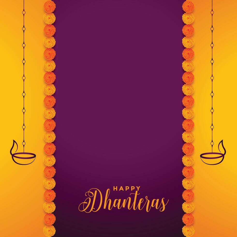 tradicional feliz dhanteras fundo com calêndula flor decoração vetor