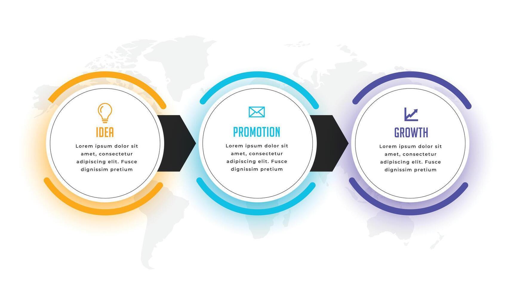 três passos o negócio infográfico visualização modelo Projeto vetor