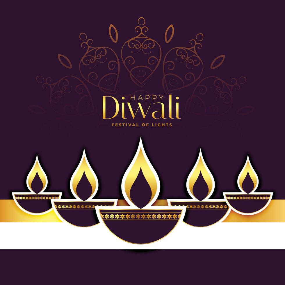 elegante feliz diwali desejos cartão em mandala estilo fundo vetor