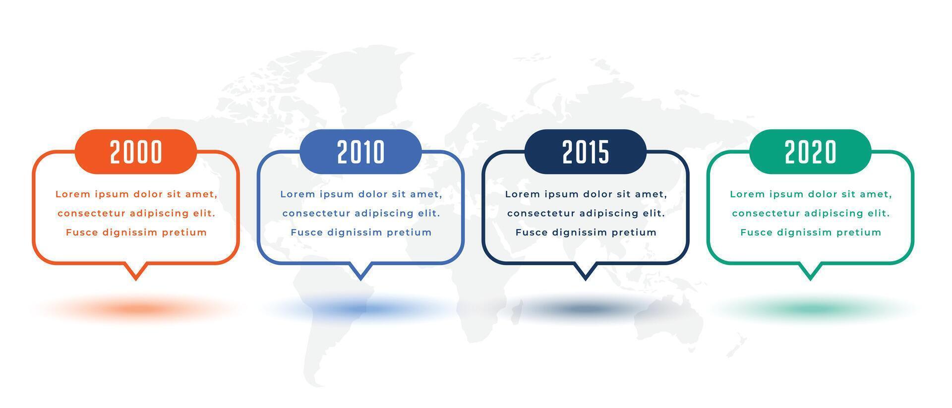 Linha do tempo infográfico modelo dentro quatro passos vetor