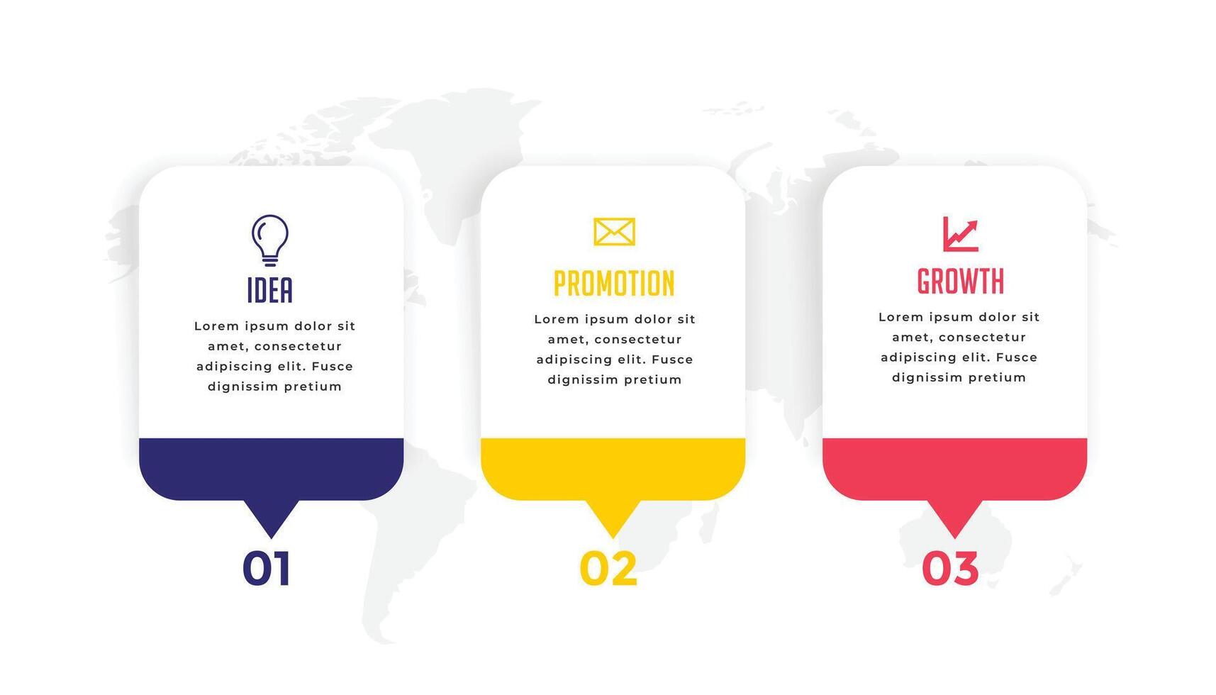 três etapas design de modelo de infográfico de negócios moderno vetor