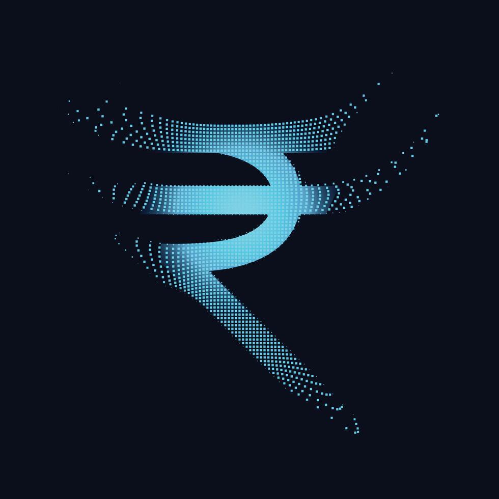 digital rupia símbolo fez com partículas vetor