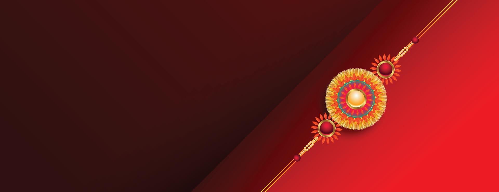 lindo vermelho raksha bandhan bandeira com dourado rakhi Projeto vetor