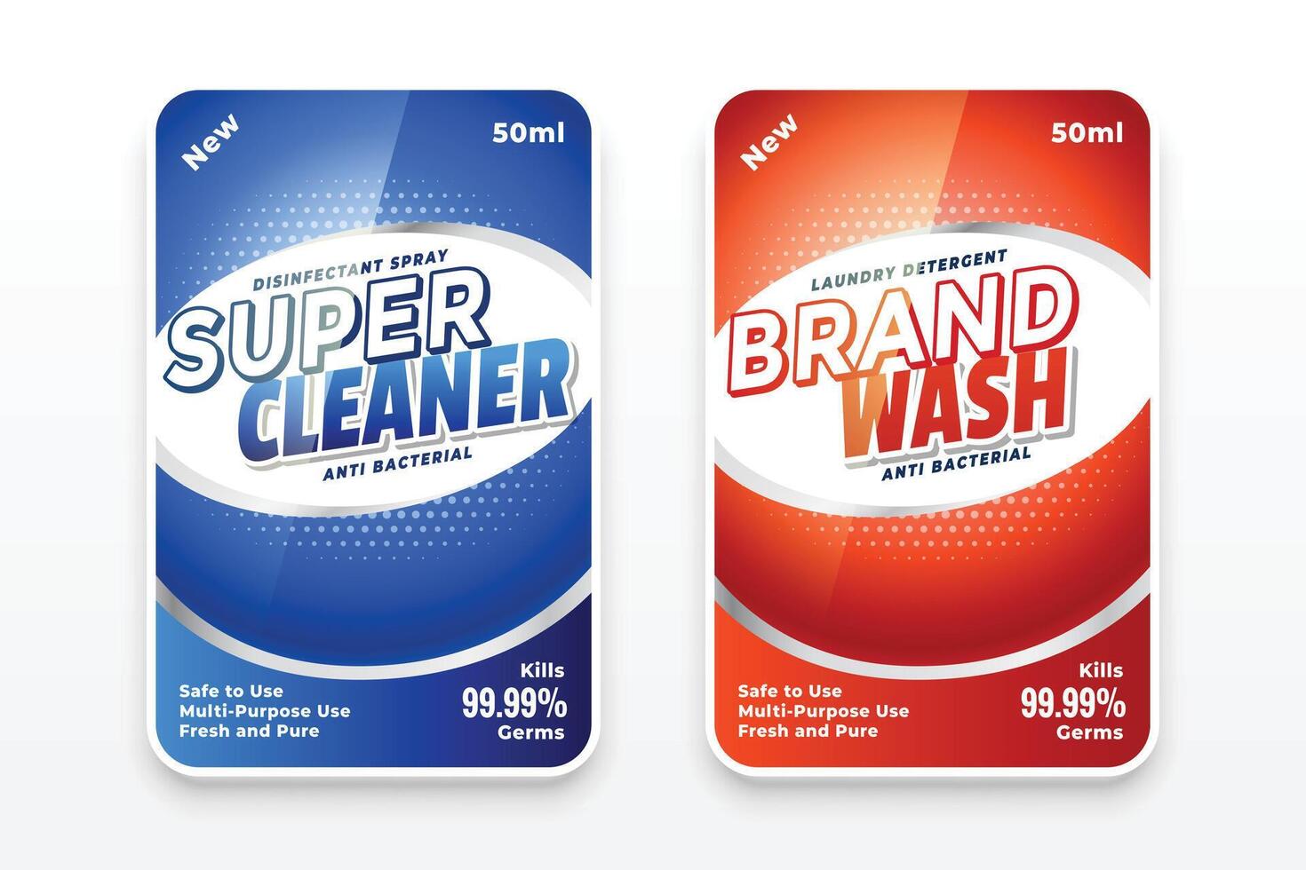 desinfetante ou lavanderia detergente limpador etiquetas modelo vetor