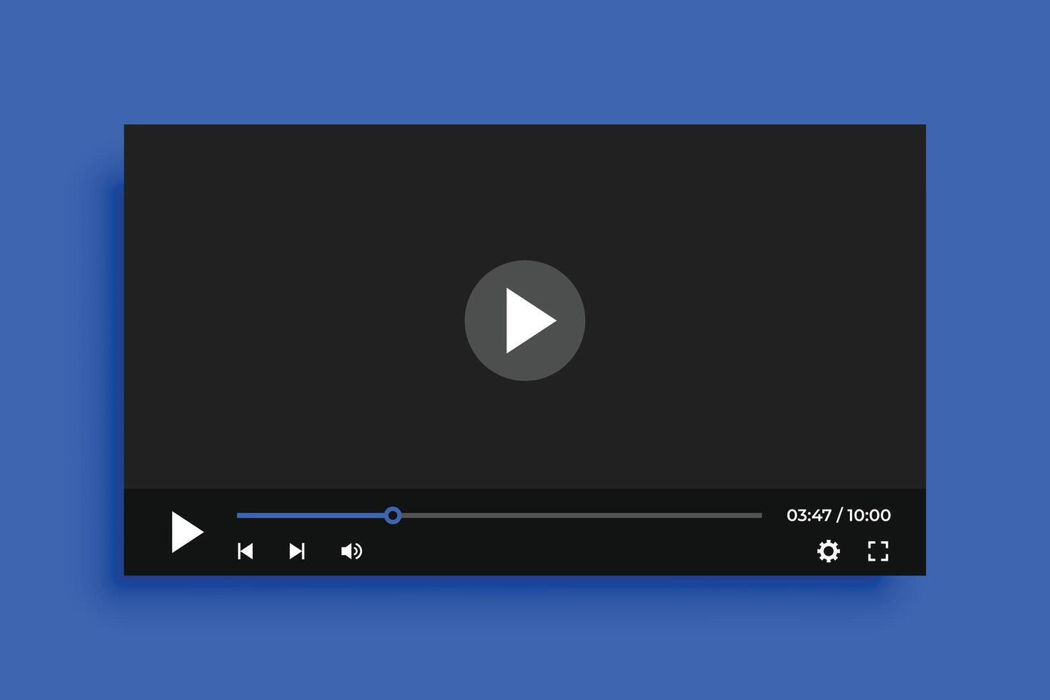 modelo de player de vídeo limpo com botões simples vetor