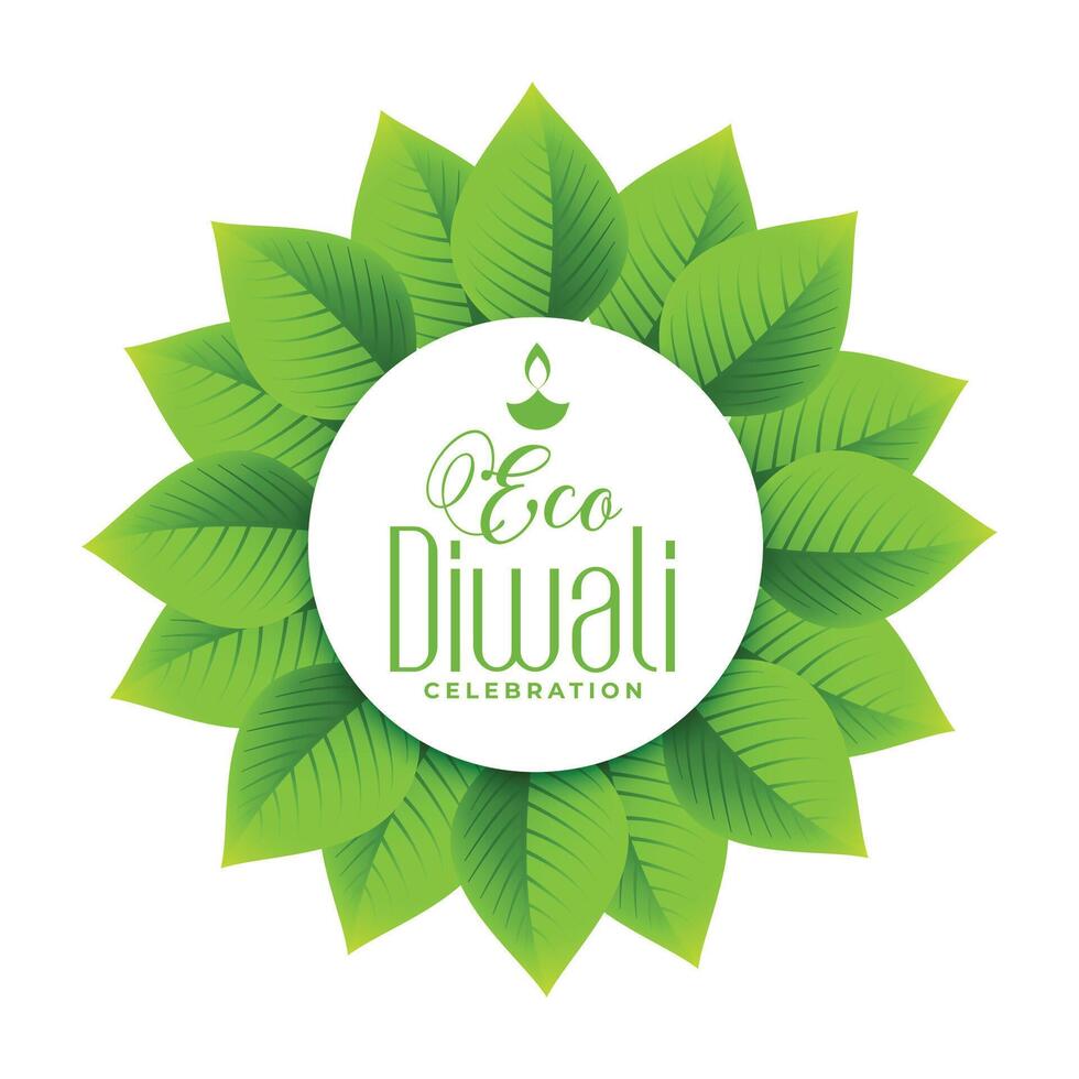 elegante verde diwali evento cartão dentro eco amigáveis conceito vetor