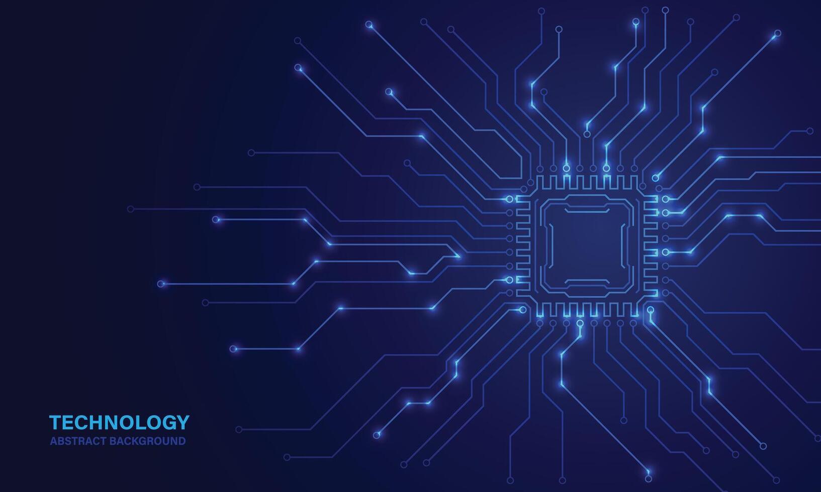 vector placa de circuito de microchip cpu futurista luz azul. abstrato de tecnologia.