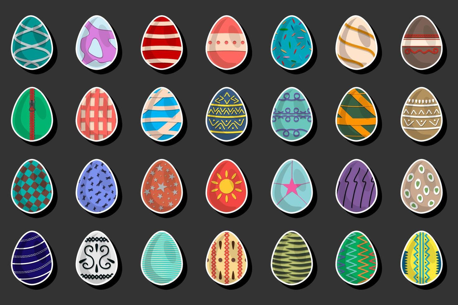 ilustração em tema celebração feriado Páscoa com caçar colorida brilhante ovos vetor