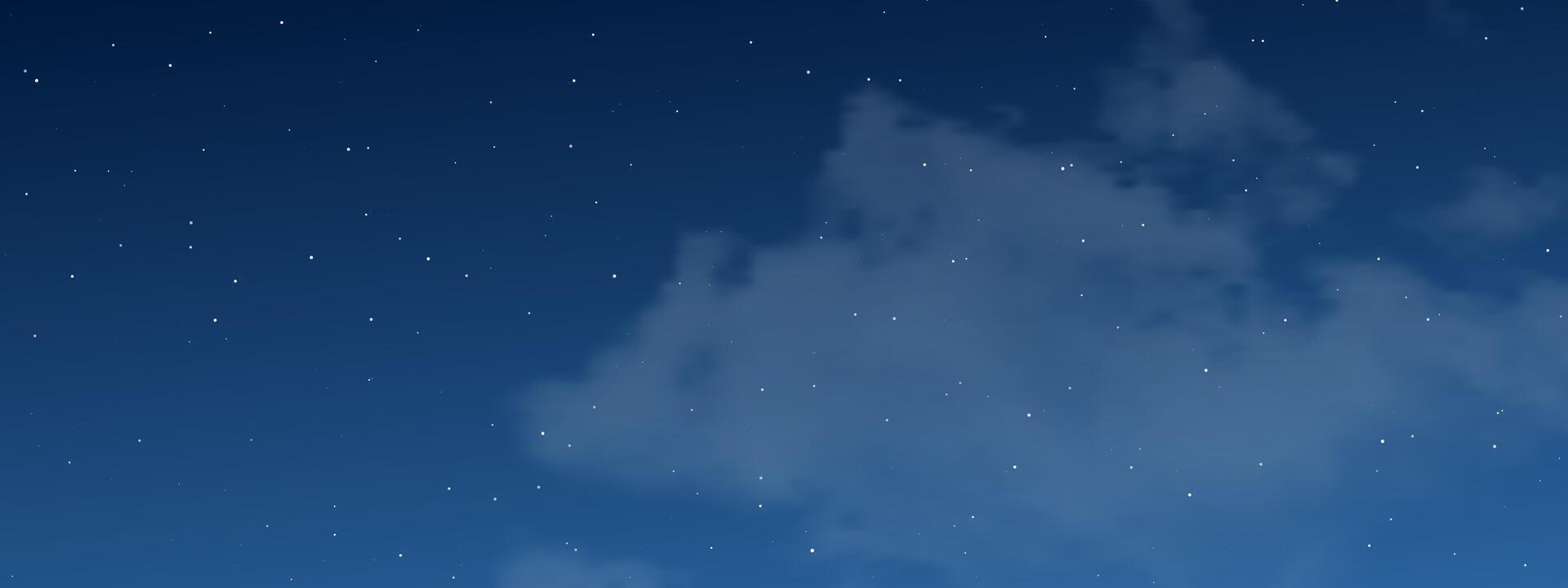 noite céu com nuvens e muitos estrelas vetor