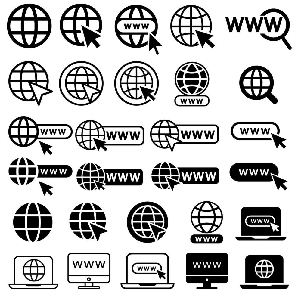 local na rede Internet vetor ícone definir. www ilustração placa coleção. local símbolo. Internet logotipo.