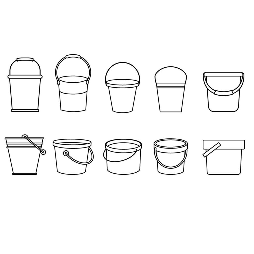 balde ícone vetor definir. limpeza ilustração placa coleção. cesta símbolo ou logotipo.