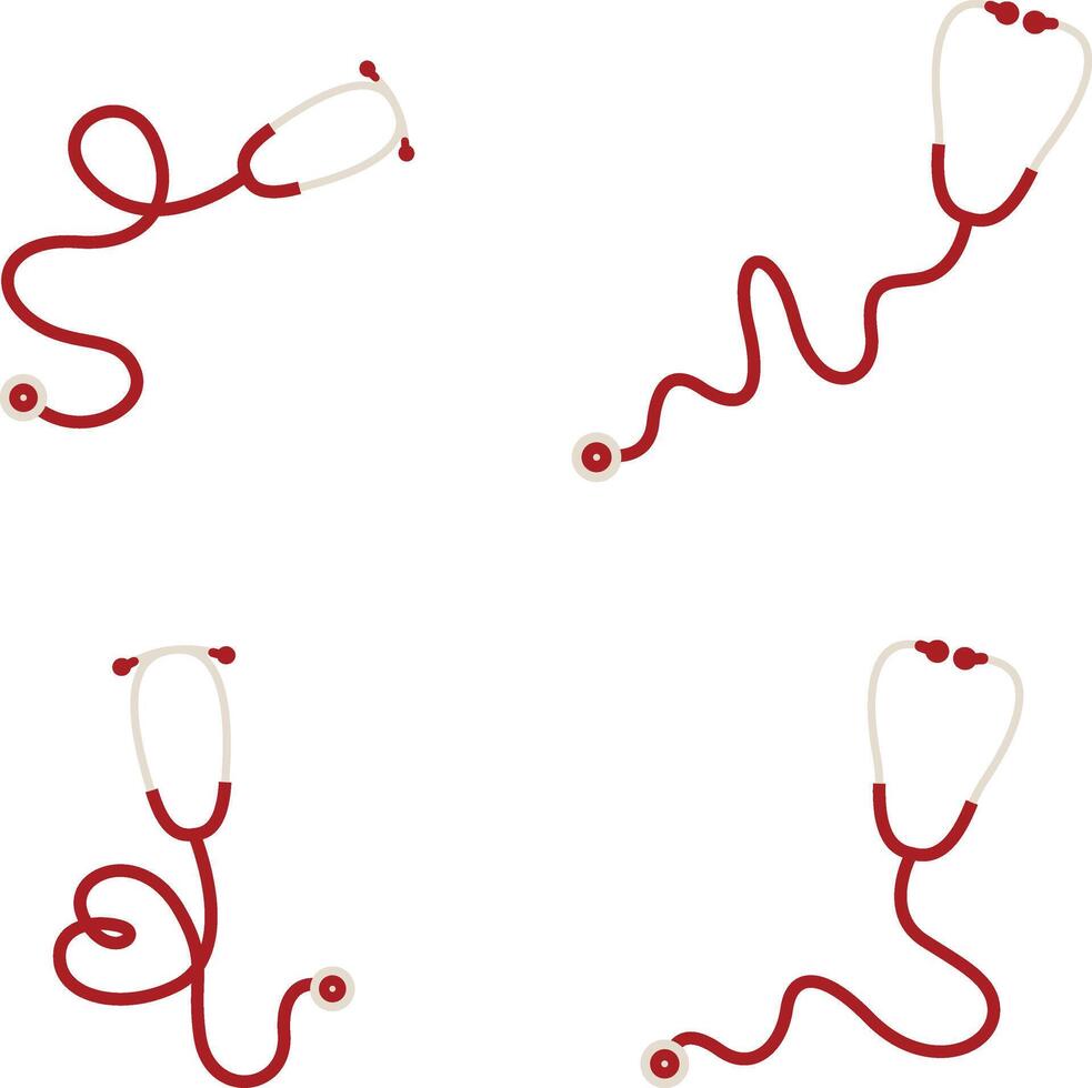 estetoscópio médico ícone coleção. isolado em branco fundo vetor