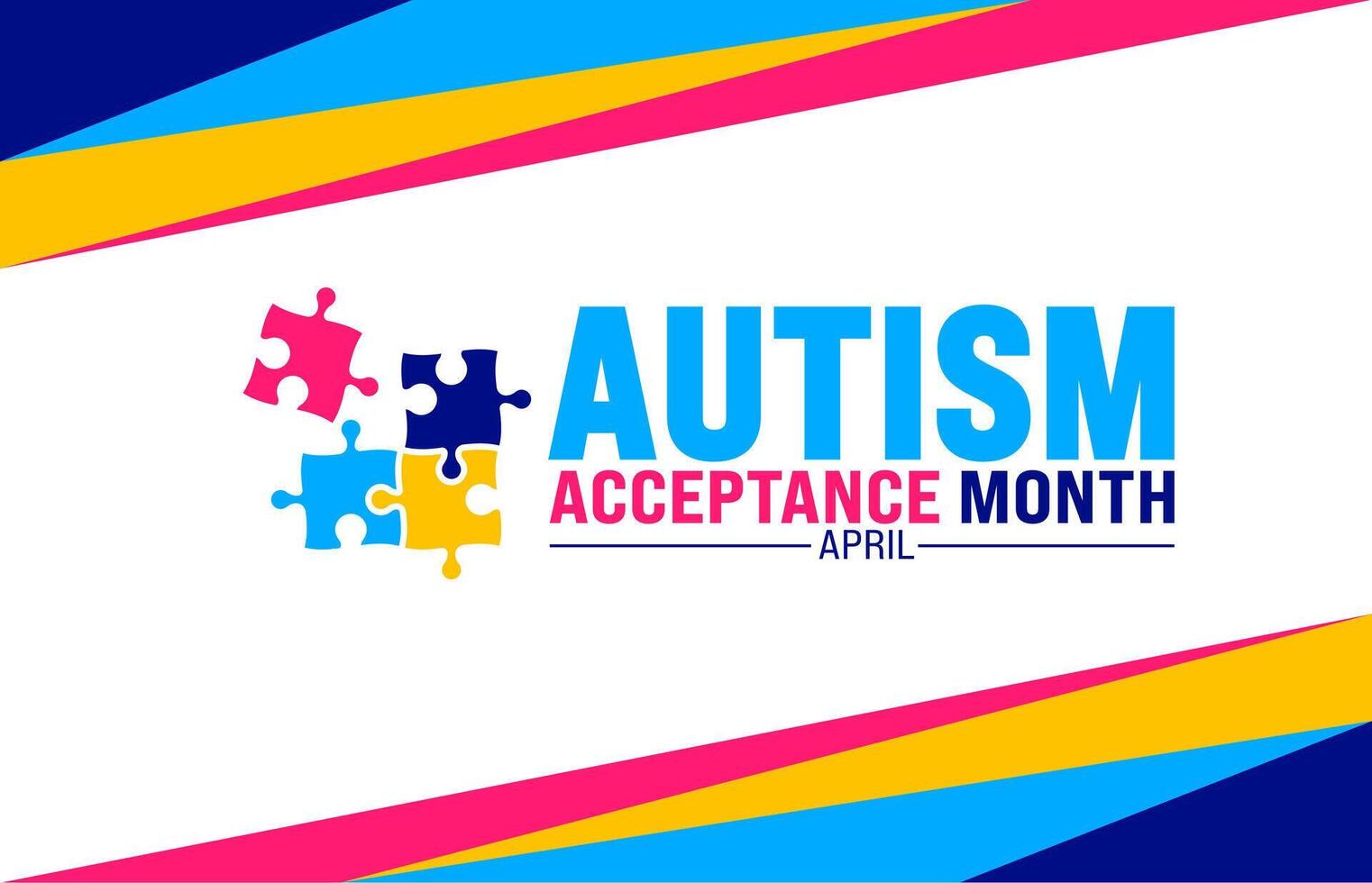 abril é autismo aceitação mês fundo modelo. feriado conceito. usar para fundo, bandeira, cartaz, cartão, e poster Projeto modelo com texto inscrição e padrão cor. vetor