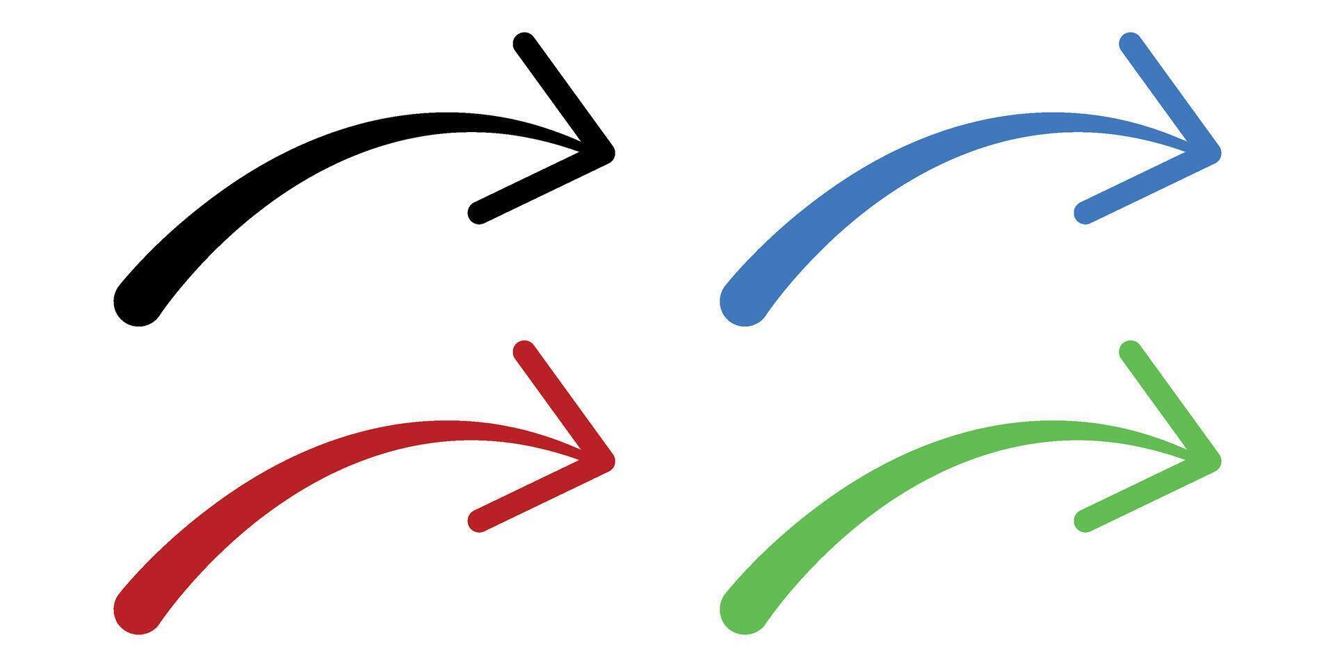 conjunto do colorida Setas; flechas. simples seta ícone vetores. vetor