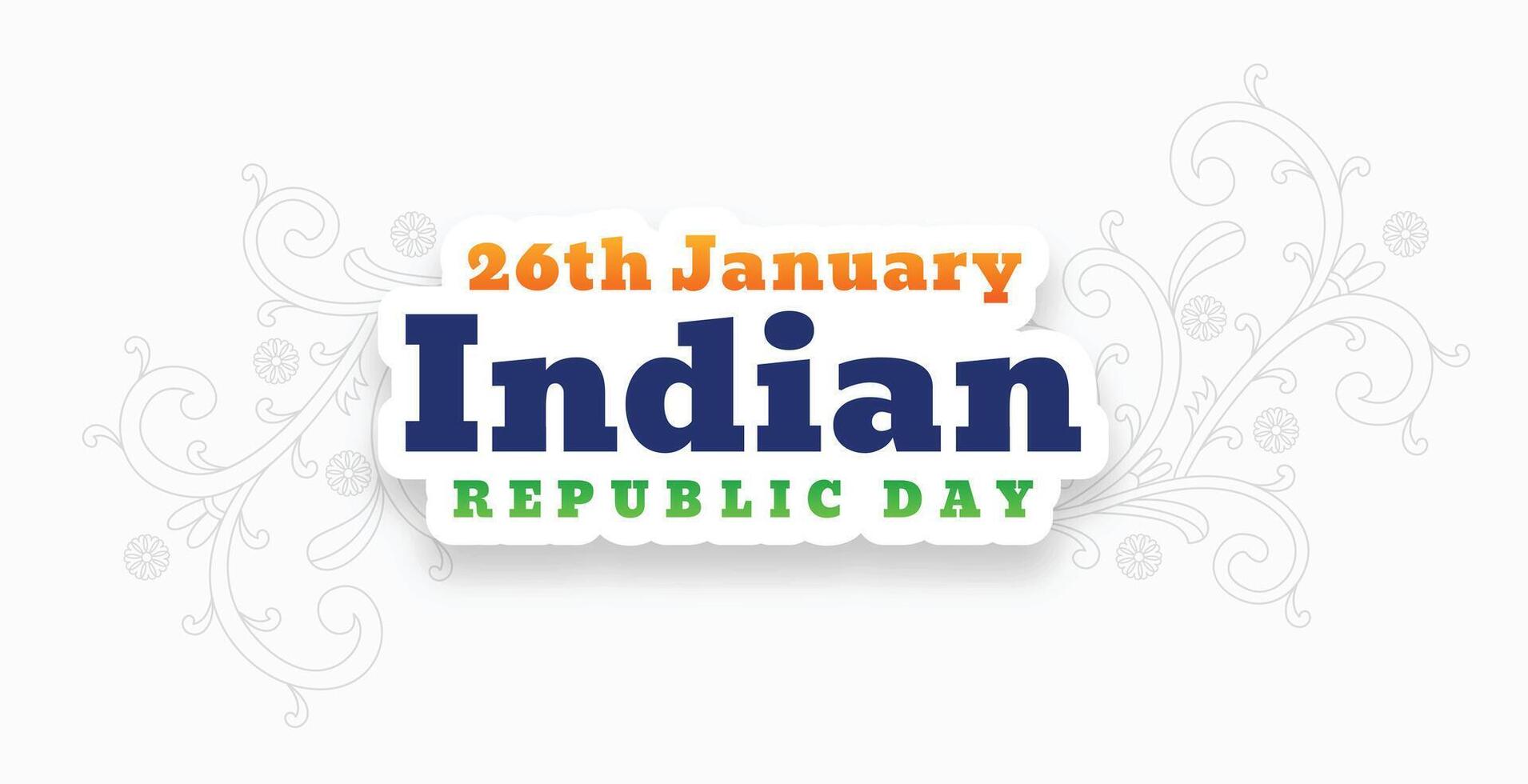 Dia 26 janeiro feliz indiano república dia floral estilo bandeira vetor