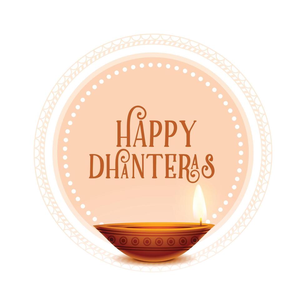 feliz dhanteras ocasião poster com óleo luminária Projeto vetor