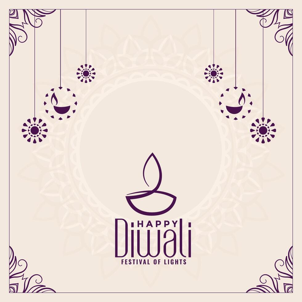 feliz diwali festival plano estilo decorativo cartão Projeto vetor