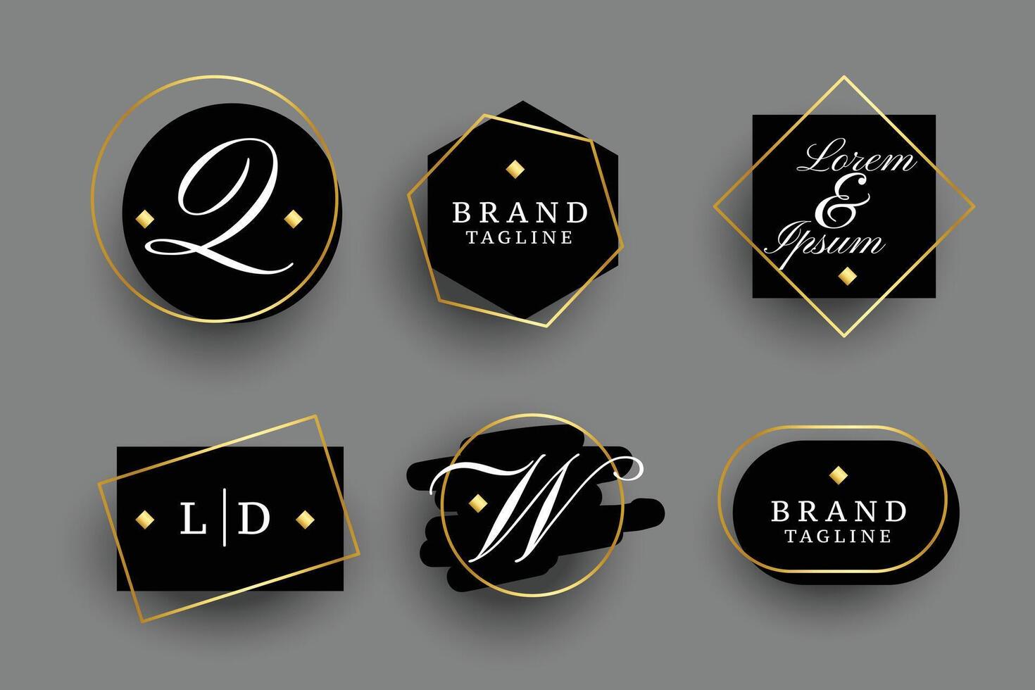 Prêmio Preto dourado logotipo monogramas conjunto vetor