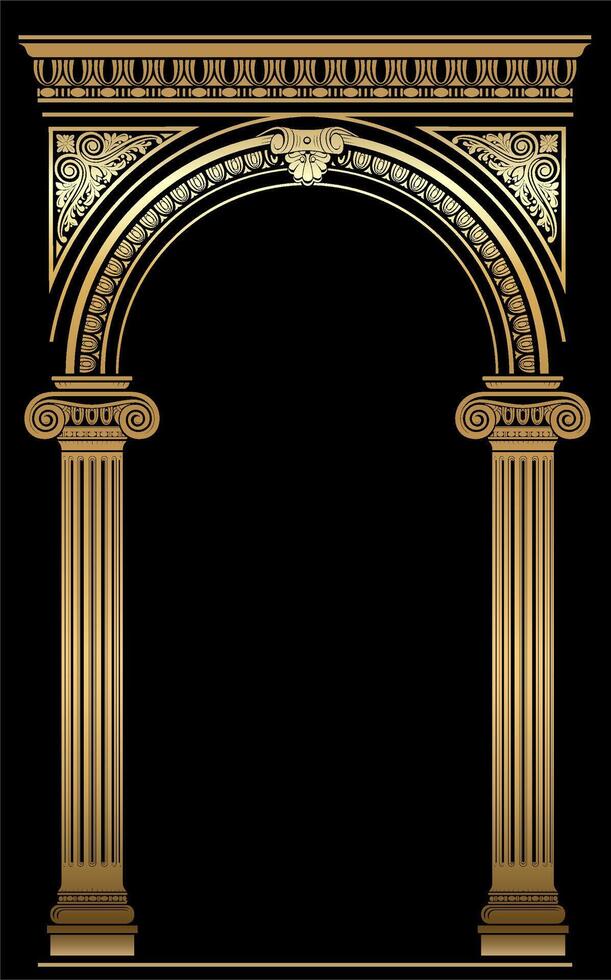 clássico Antiguidade ouro vintage luxuoso arco quadro, Armação vetor