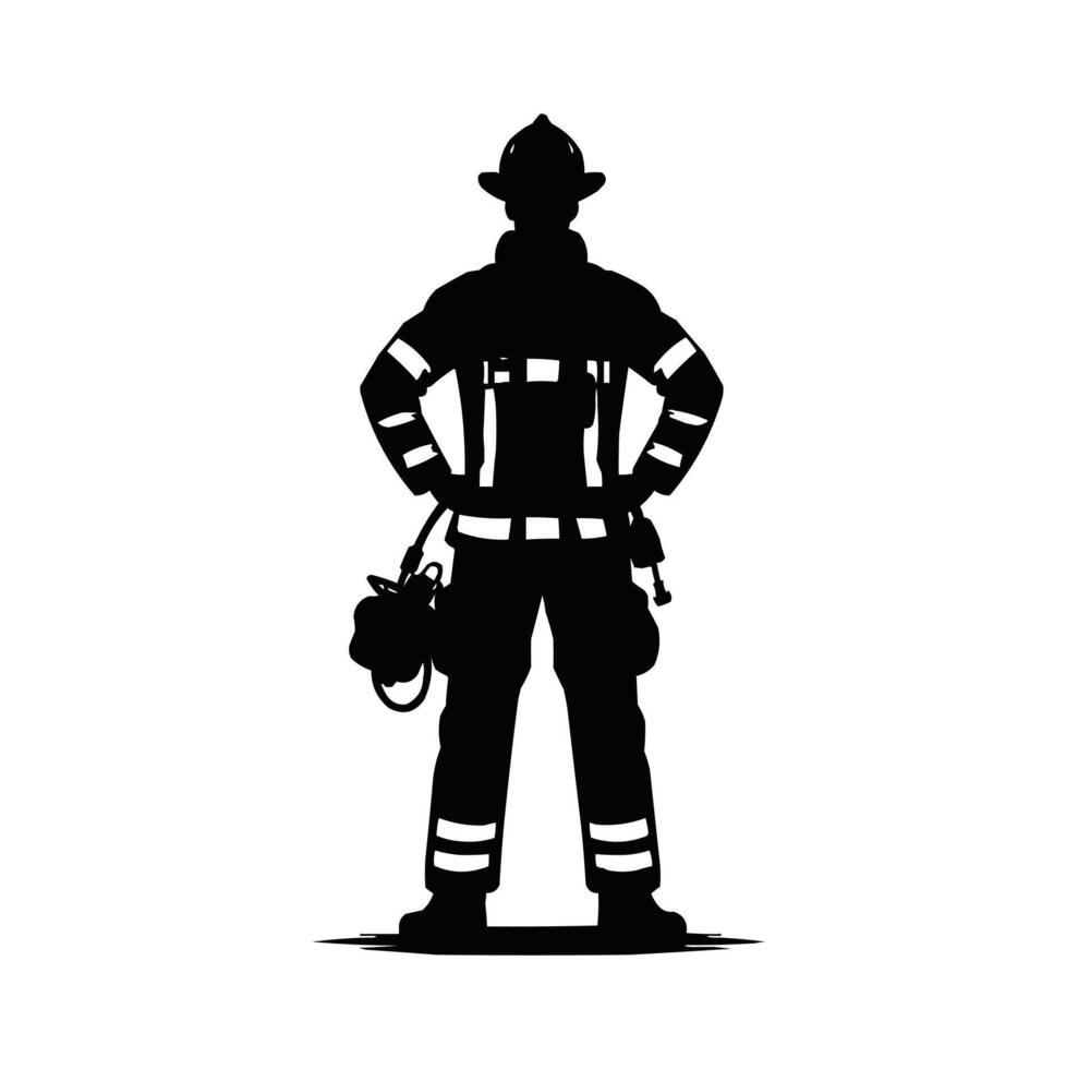 bombeiros pose ilustrador vetor silhueta