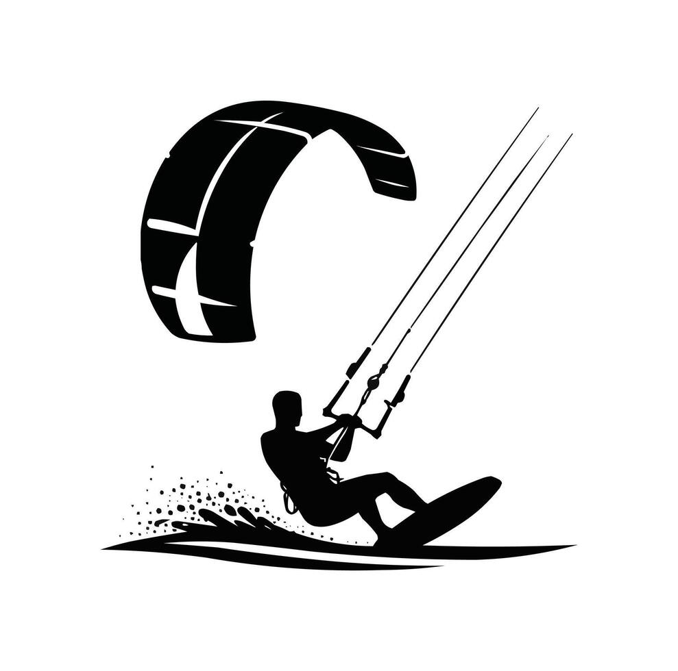 kitesurf silhueta vetor ilustração ícone