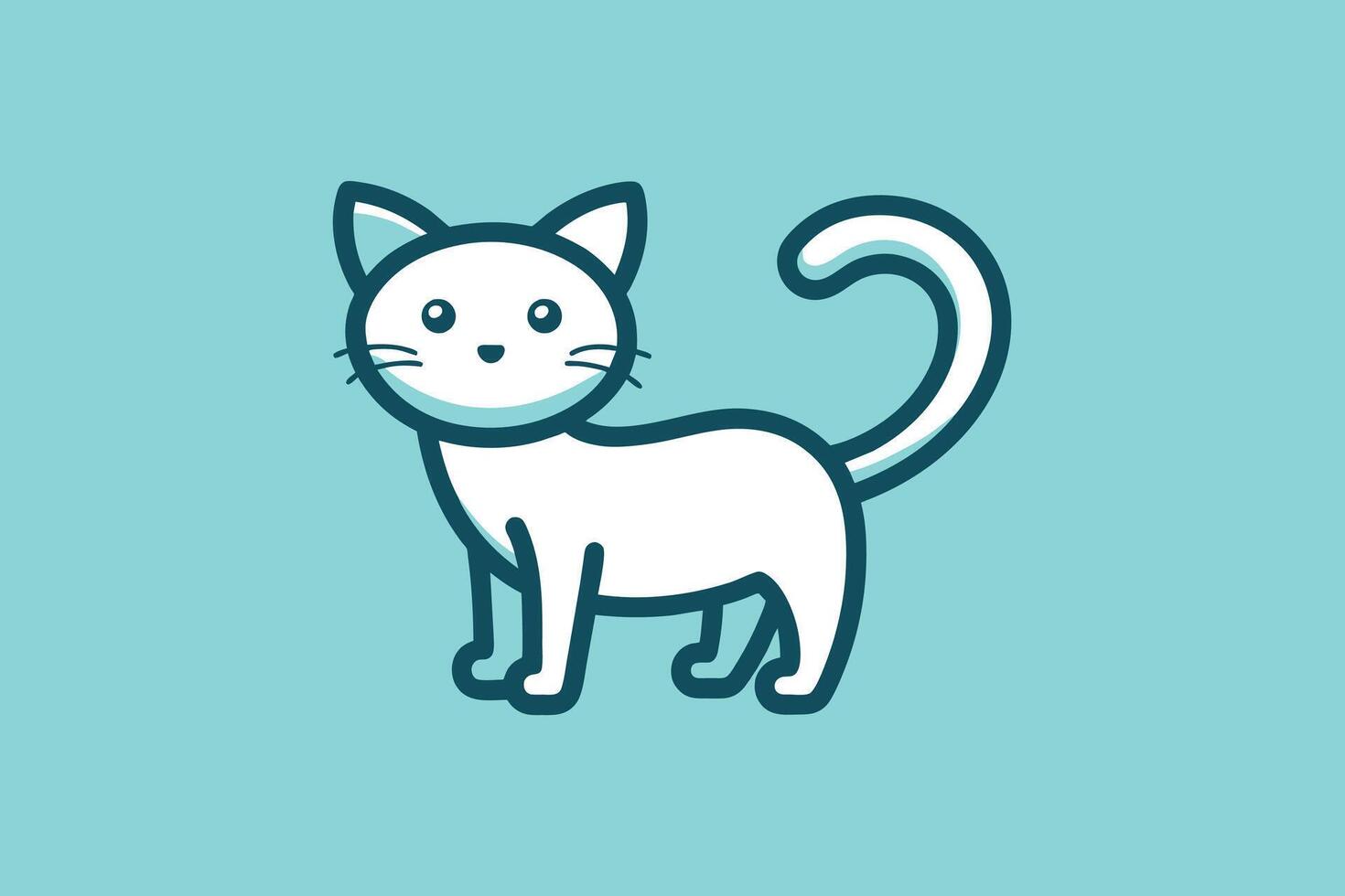 vetor de modelo de design de ícone de ilustração de arte de linha de gato fofo