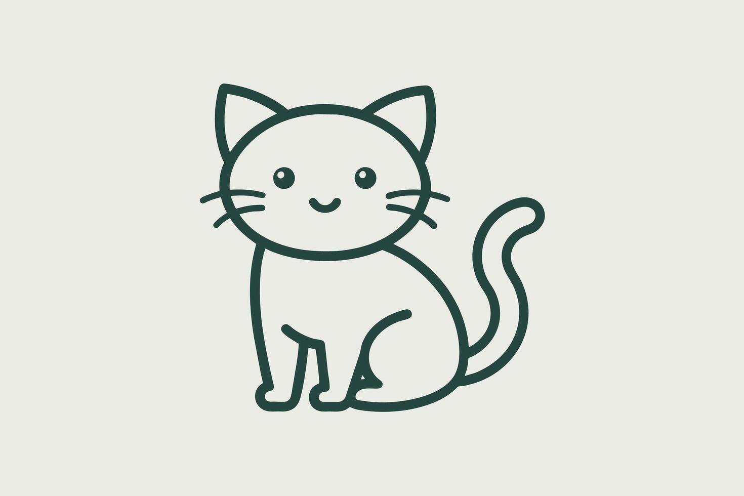 vetor de modelo de design de ícone de ilustração de arte de linha de gato fofo