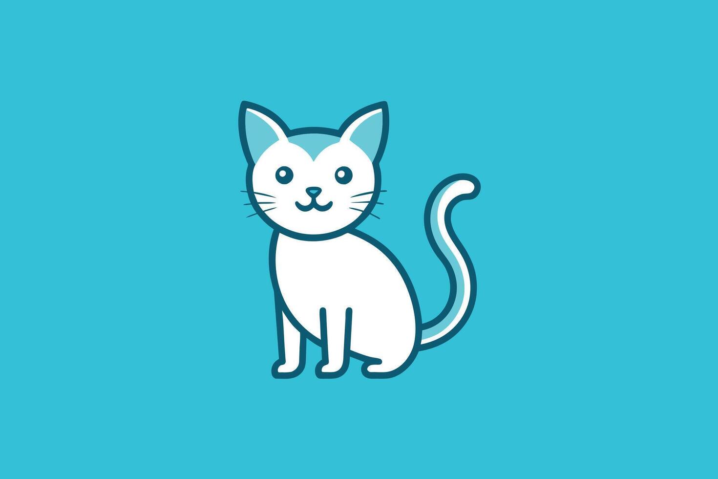 vetor de modelo de design de ícone de ilustração de arte de linha de gato fofo