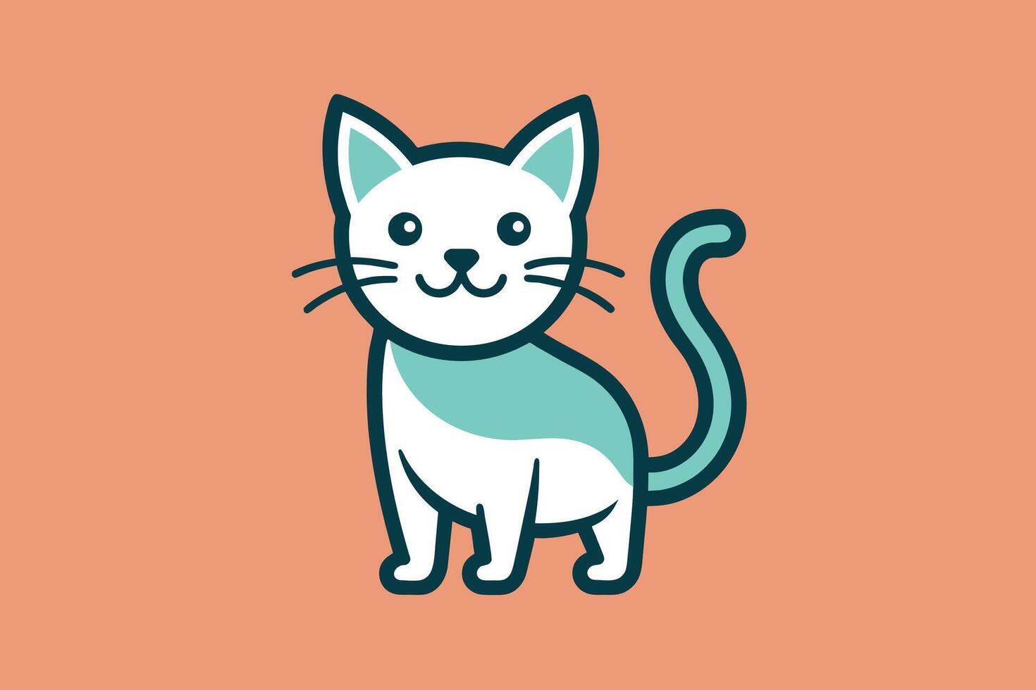 vetor de modelo de design de ícone de ilustração de arte de linha de gato fofo