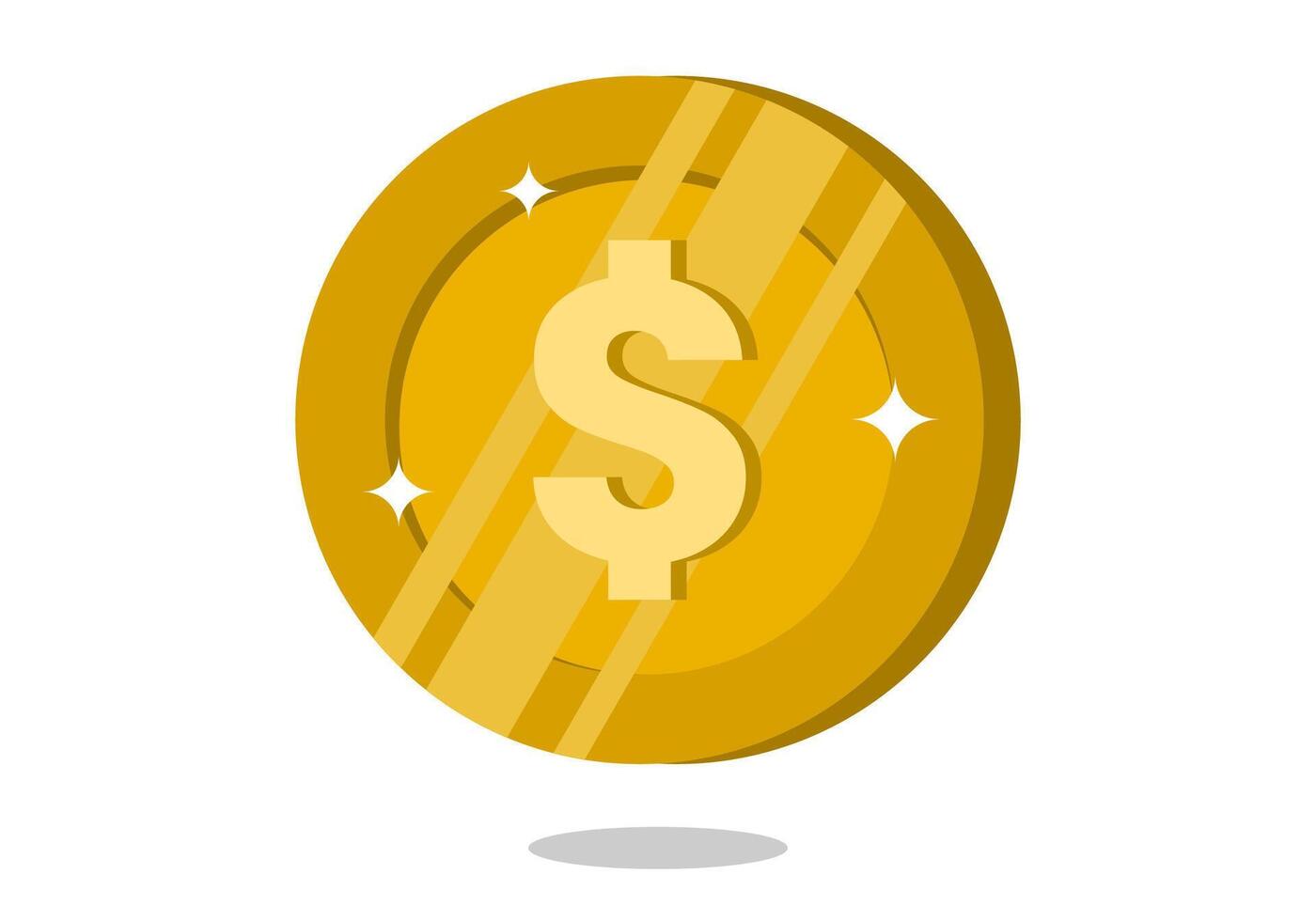 ícone ouro moeda com dólar símbolo vetor