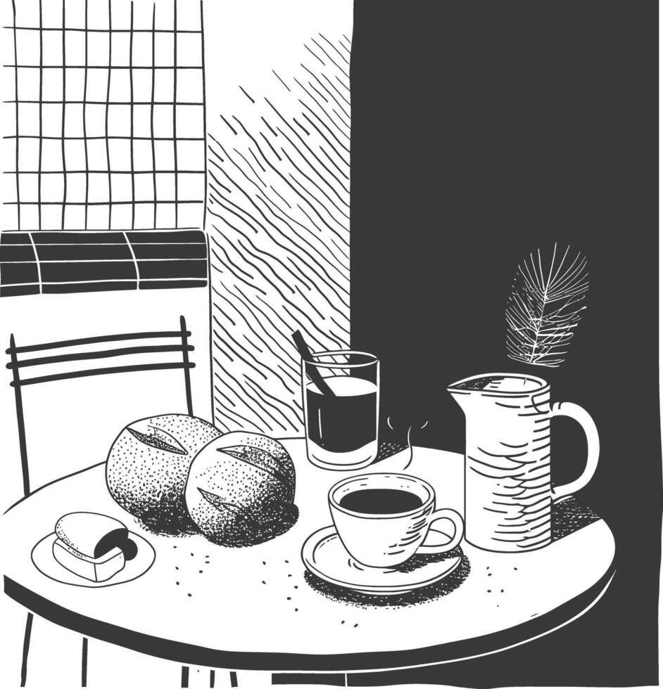 ai gerado café da manhã cardápio pronto para comer simples esboço ilustração minimalista linha arte vetor