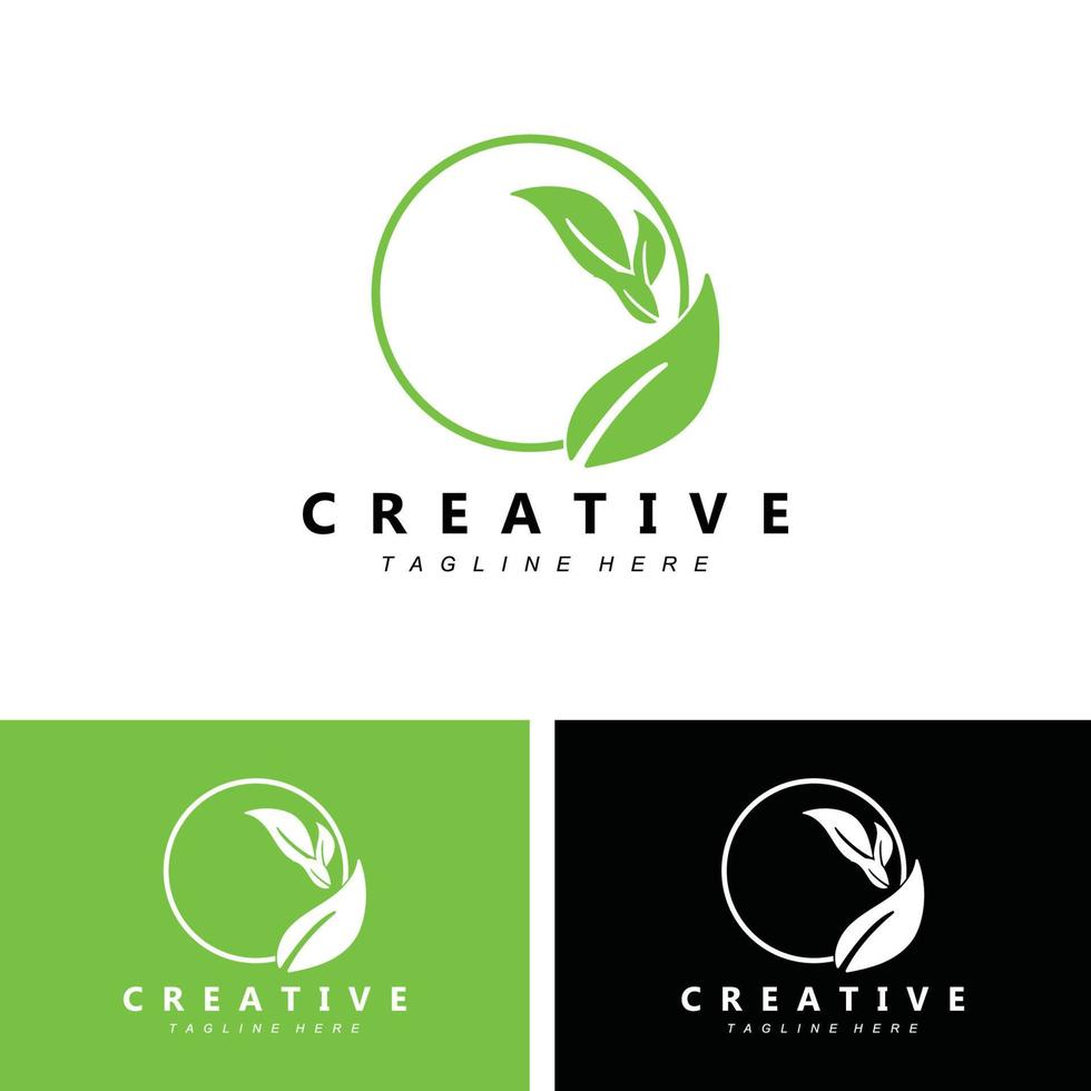 planta e design de logotipo, conceito natural minimalista simples, decoração verde vetor