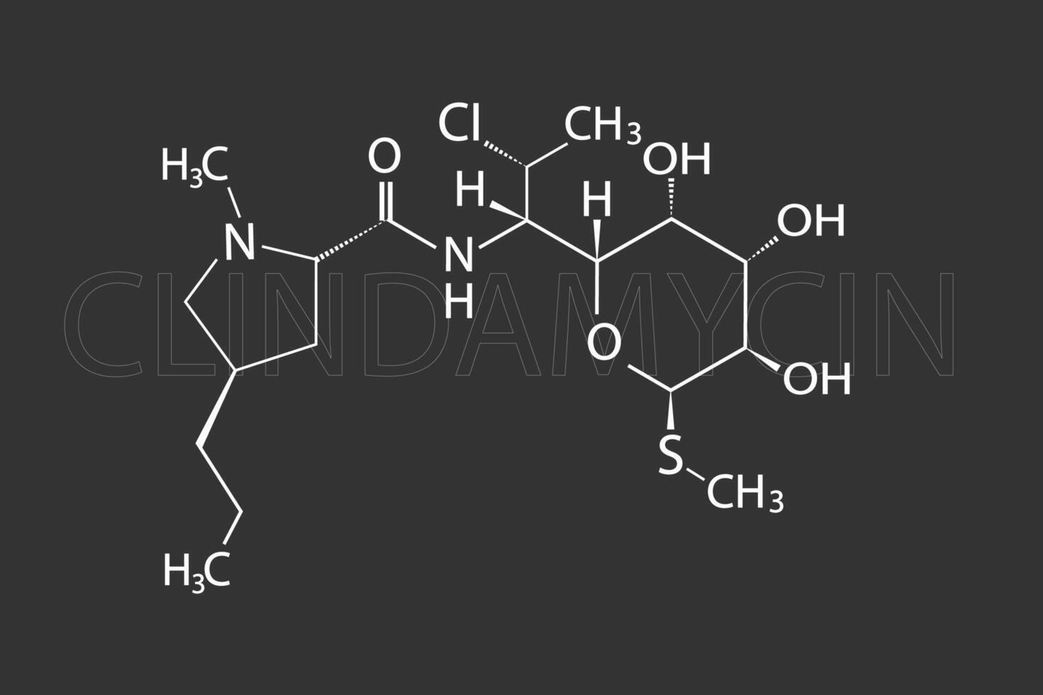 clindamicina molecular esquelético químico Fórmula vetor