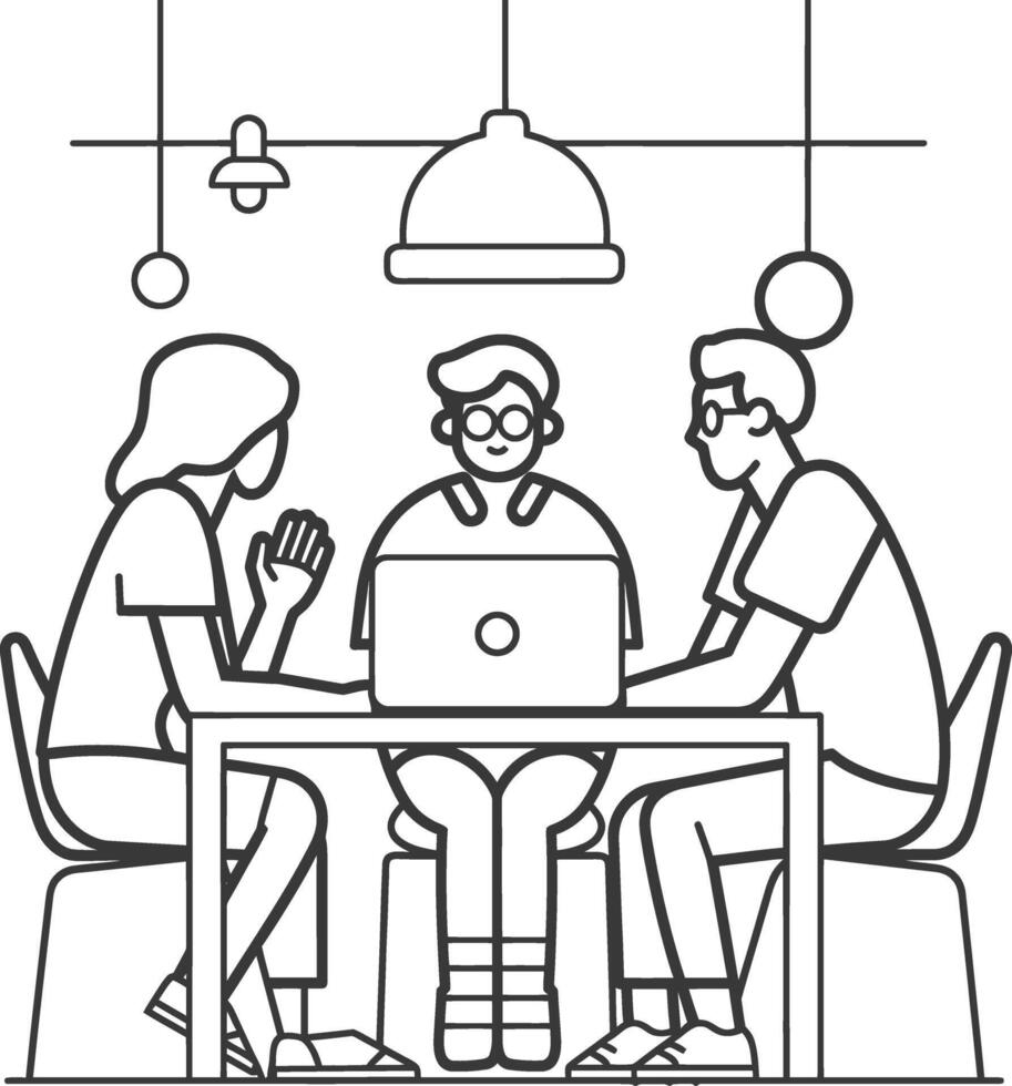 ai gerado esboço ilustração para positivo local de trabalho cultura para companhia empregados trabalho em equipe vetor