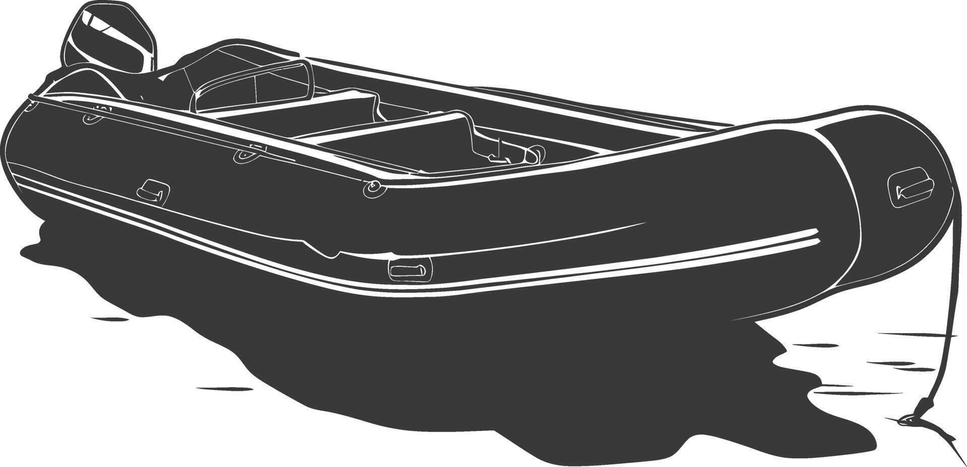 ai gerado silhueta uma inflável barco Preto cor só vetor