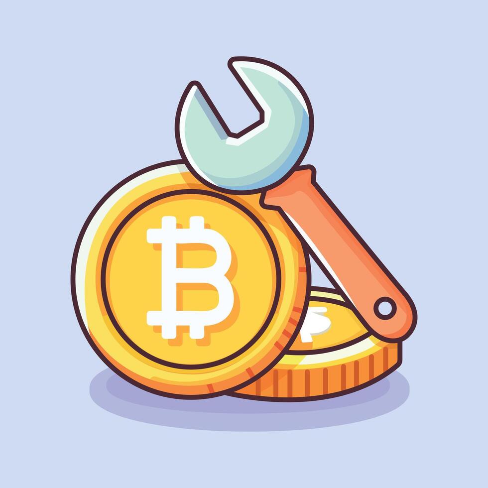 blockchain criptomoeda bitcoin o negócio plano isolado vetor ilustração